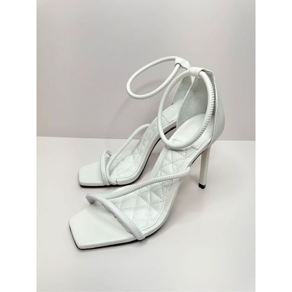 SCHUTZ Dress Sandals Ladies Size 5B White Leather Strappy Open Toe Stiletto Heel - Picture 1 of 11